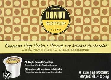 Authentic Donut Shop Blend Chocolate Chip Cookie Single Cup Coffee for Keurig K Cup Brewers, 24Count